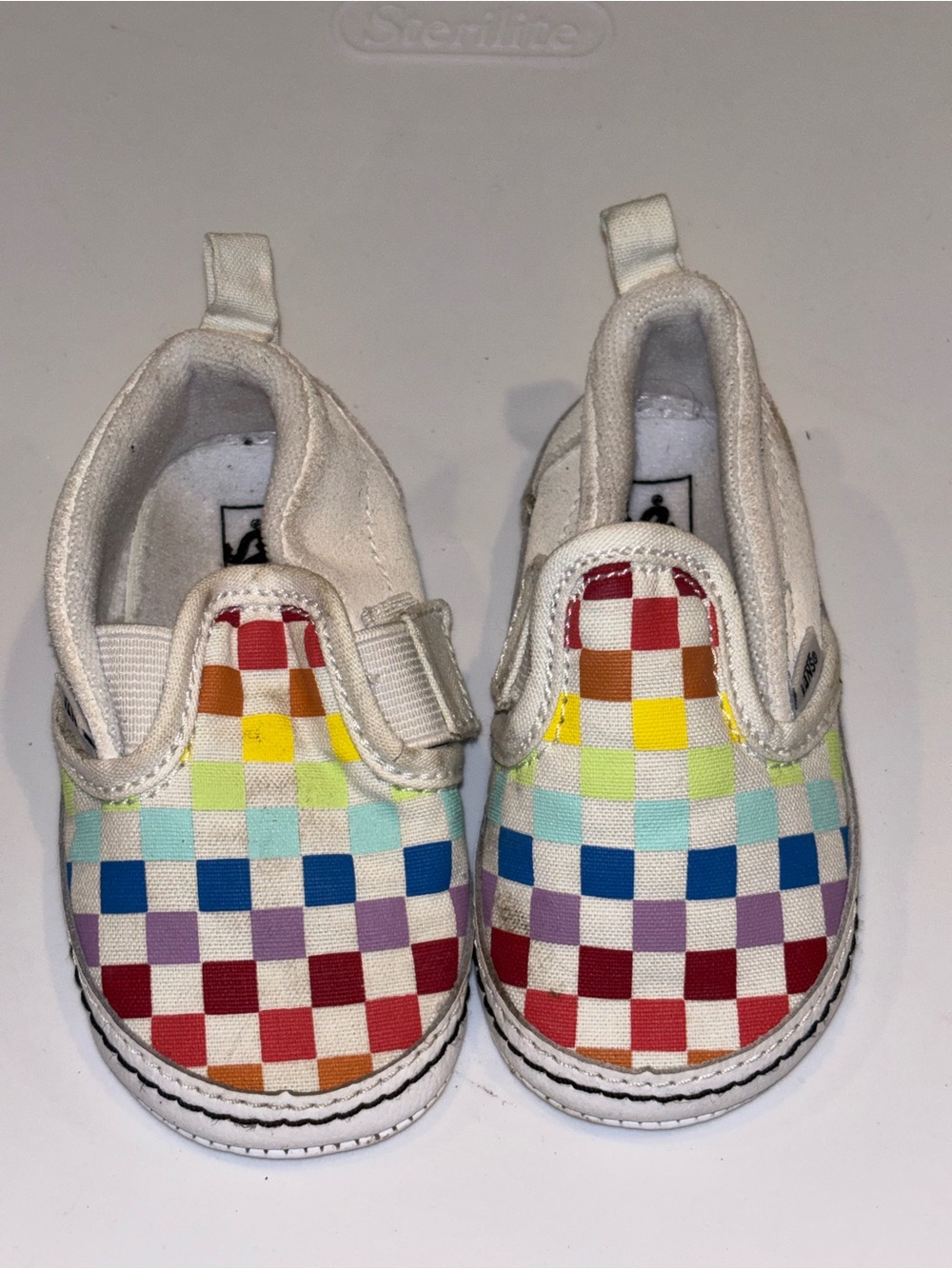 Vans Kids Rainbow Checkerboard Slip-On Sneakers - White Multicolor